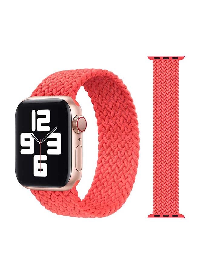 Perfii - Braided Solo Band for Apple Watch Series 1/2/3/4/5/6/SE 44/42mm Electric Orange - Image 1