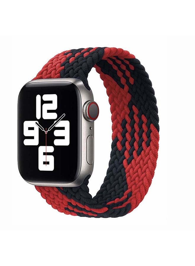 Perfii - Braided Solo Band For Apple Watch Series 6/SE/5/4/3/2/1 Black/Red - Image 1