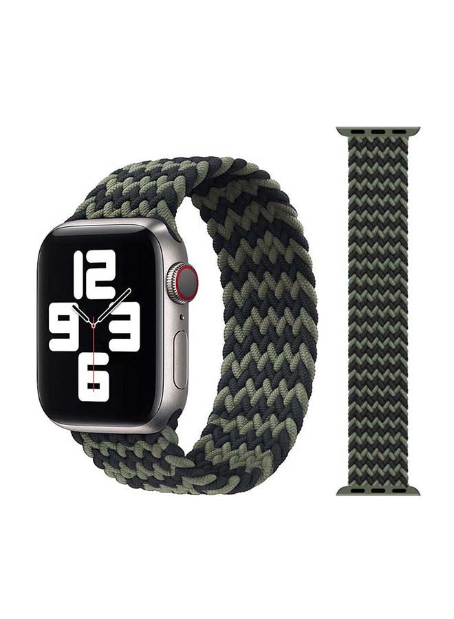 Perfii - Braided Solo Band For Apple Watch Series 6/SE/5/4/3/2/1 Black/Green - Image 1