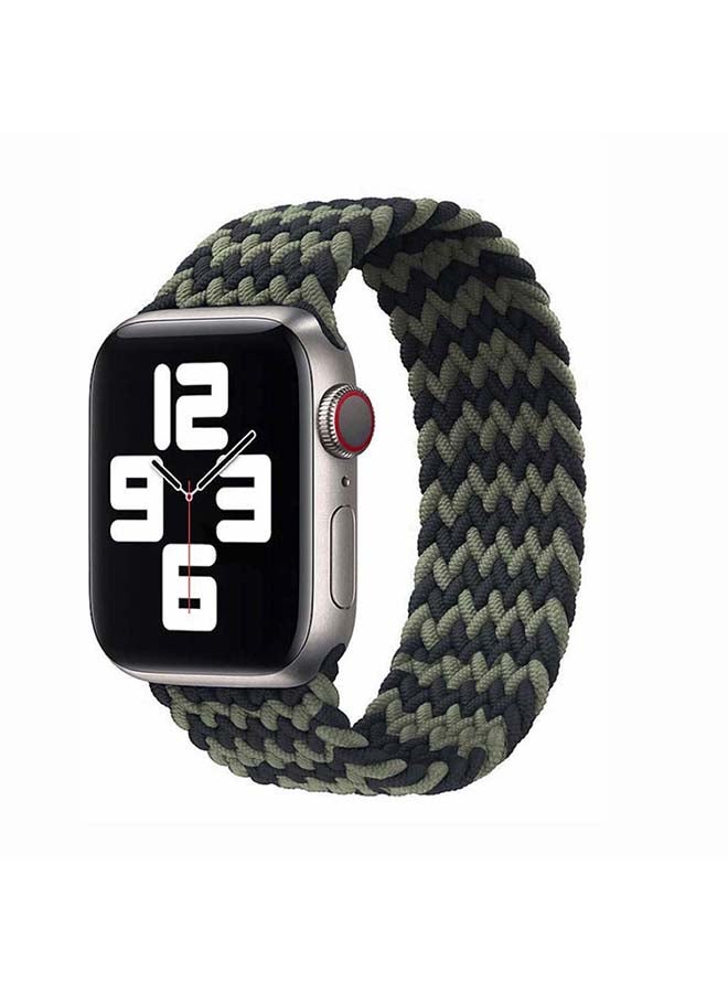 Perfii - Braided Solo Band For Apple Watch Series 6/SE/5/4/3/2/1 Black/Green - Image 1