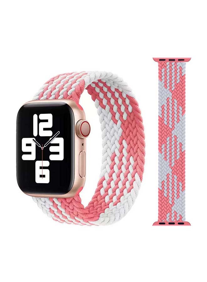 Perfii - Braided Solo Band For Apple Watch Series 6/SE/5/4/3/2/1 Pink/White - Image 1
