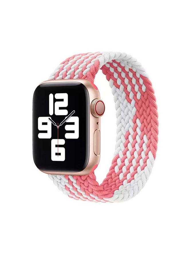 Perfii - Braided Solo Band For Apple Watch Series 6/SE/5/4/3/2/1 Pink/White - Image 1