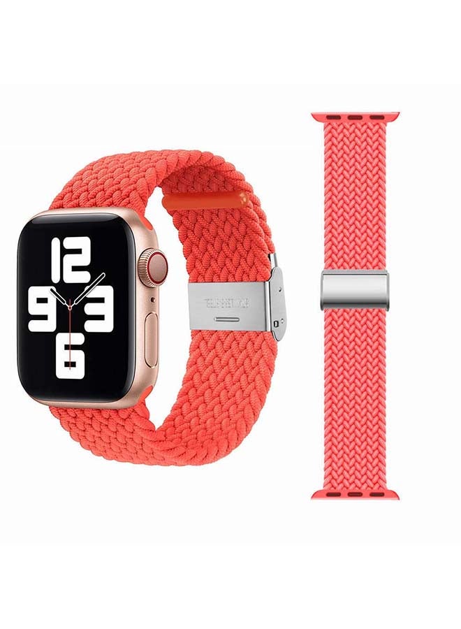 Perfii - Adjustable Braided Solo Loop Band For Apple Watch Series 6/SE/5/4/3/2/1 Electric Orange - Image 1