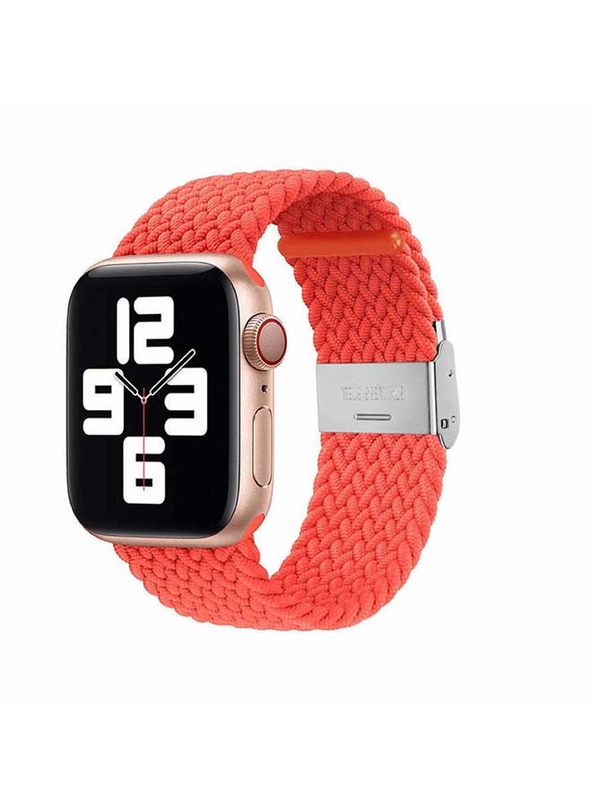 Perfii - Adjustable Braided Solo Loop Band For Apple Watch Series 6/SE/5/4/3/2/1 Electric Orange - Image 1