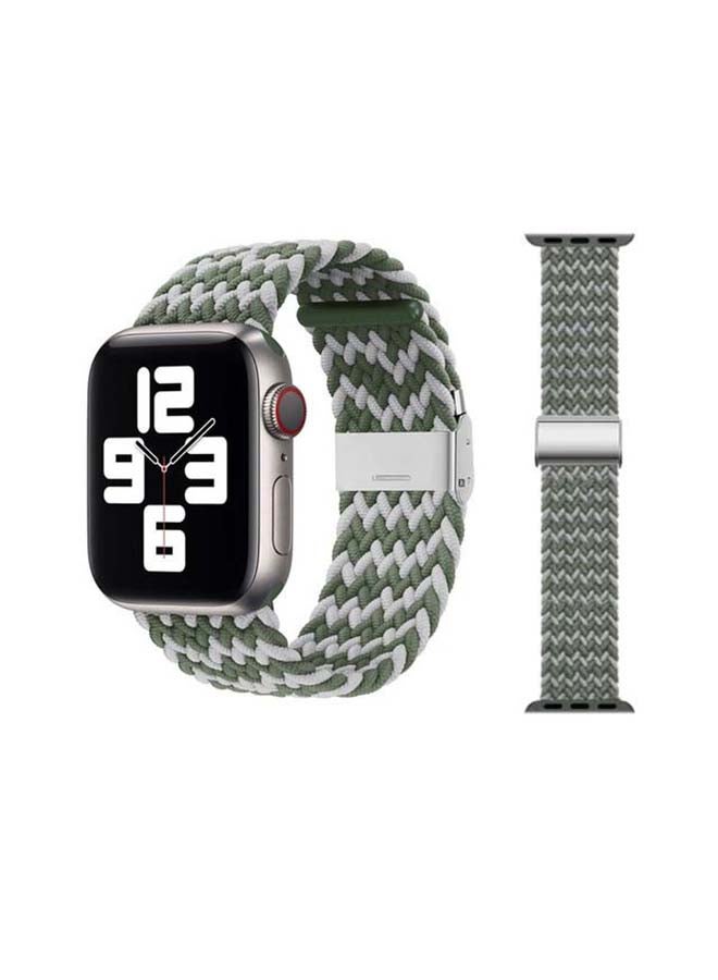 Perfii - Adjustable Braided Solo Loop Band For Apple Watch Series 6/SE/5/4/3/2/1 Green Grey - Image 1