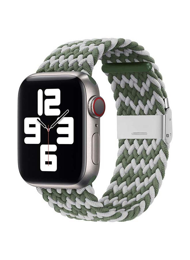 Perfii - Adjustable Braided Solo Loop Band For Apple Watch Series 6/SE/5/4/3/2/1 Green Grey - Image 1