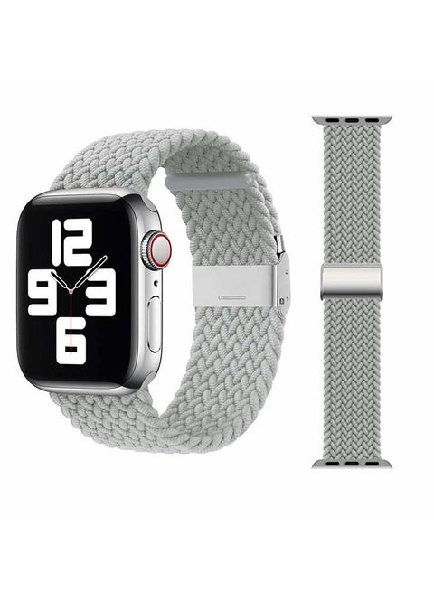 Adjustable Braided Solo Loop Band For Apple Watch Series 6/SE/5/4/3/2/1 Pearl White