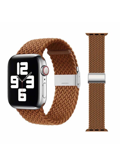 Adjustable Braided Solo Loop Band For Apple Watch Series 6/SE/5/4/3/2/1 Brown