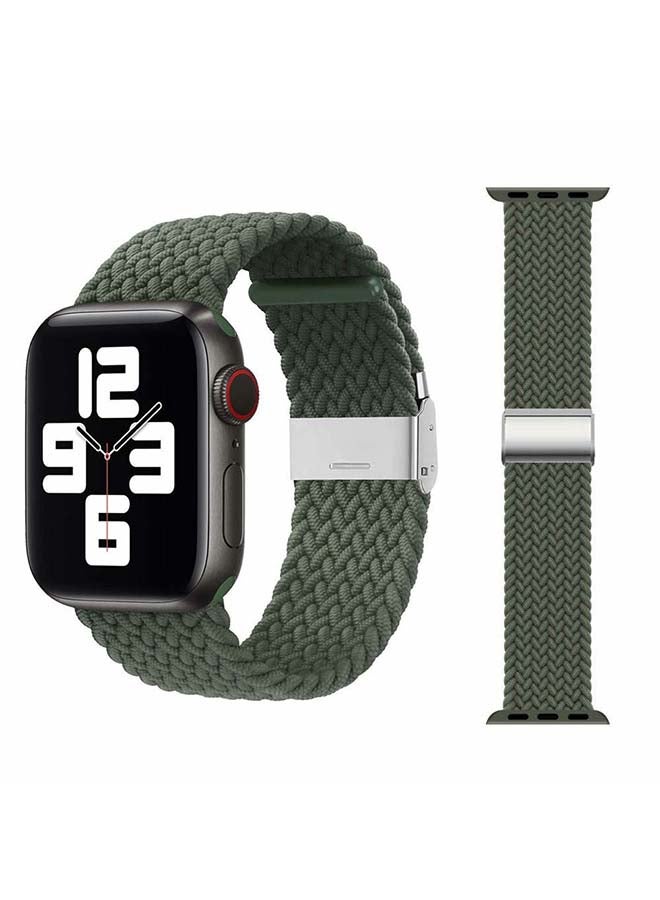 Perfii - Adjustable Braided Solo Loop Band For Apple Watch Series 6/SE/5/4/3/2/1 Inverness Green - Image 1