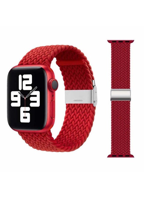 Adjustable Braided Solo Loop Band For Apple Watch Series 6/SE/5/4/3/2/1 Red