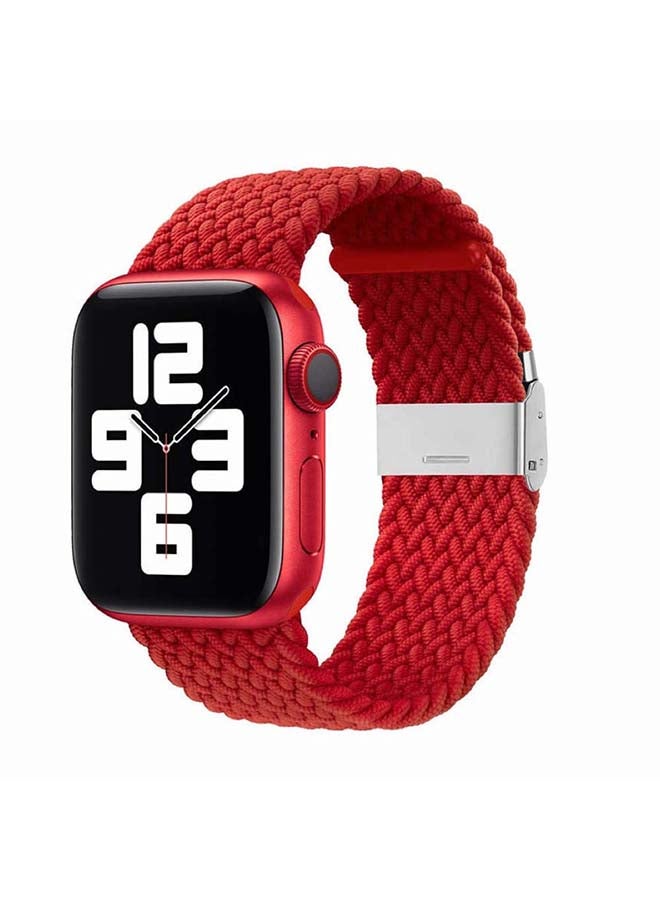 Perfii - Adjustable Braided Solo Loop Band For Apple Watch Series 6/SE/5/4/3/2/1 Red - Image 1