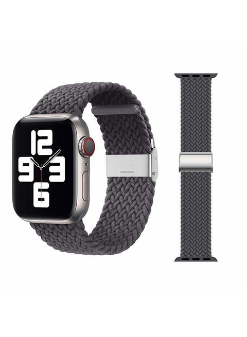 Adjustable Braided Solo Loop Band For Apple Watch Series 6/SE/5/4/3/2/1 Space Grey