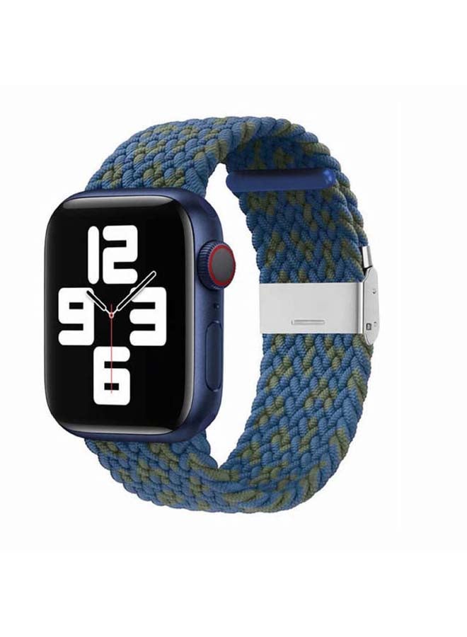 Perfii - Adjustable Braided Solo Loop Band For Apple Watch Series 6/SE/5/4/3/2/1 Blue/Green - Image 1