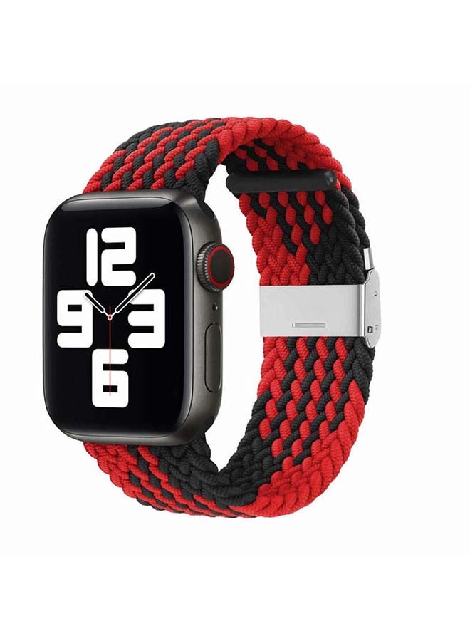 Perfii - Adjustable Braided Solo Loop Band For Apple Watch Series 6/SE/5/4/3/2/1 Z Black/Red - Image 1