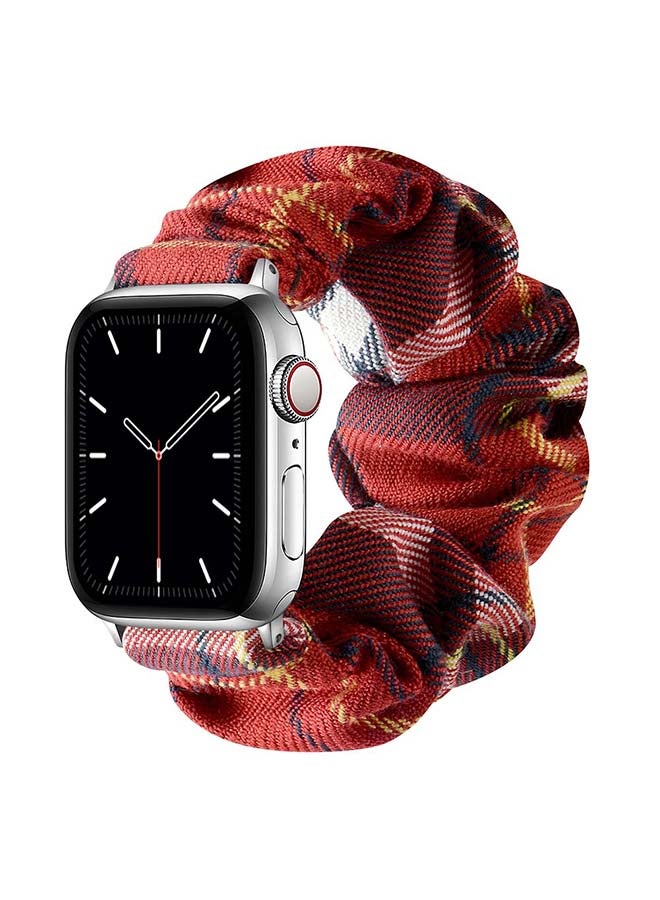 Perfii Flexi Elastic Solo Loop Band For Apple Watch Series 6/SE/5/4/3/2/1 Red Check