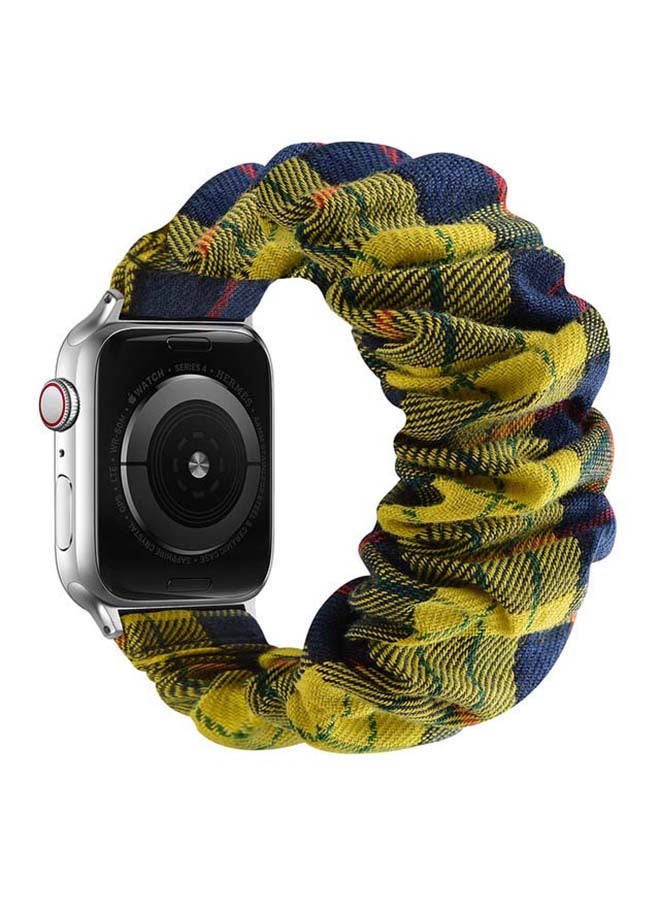 Perfii Flexi Elastic Solo Loop Band For Apple Watch Series 6/SE/5/4/3/2/1 Yellow Check - Image 2