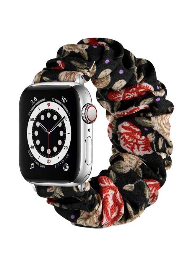 Perfii Flexi Elastic Solo Loop Band For Apple Watch Series 6/SE/5/4/3/2/1 Rose Flora - Image 1