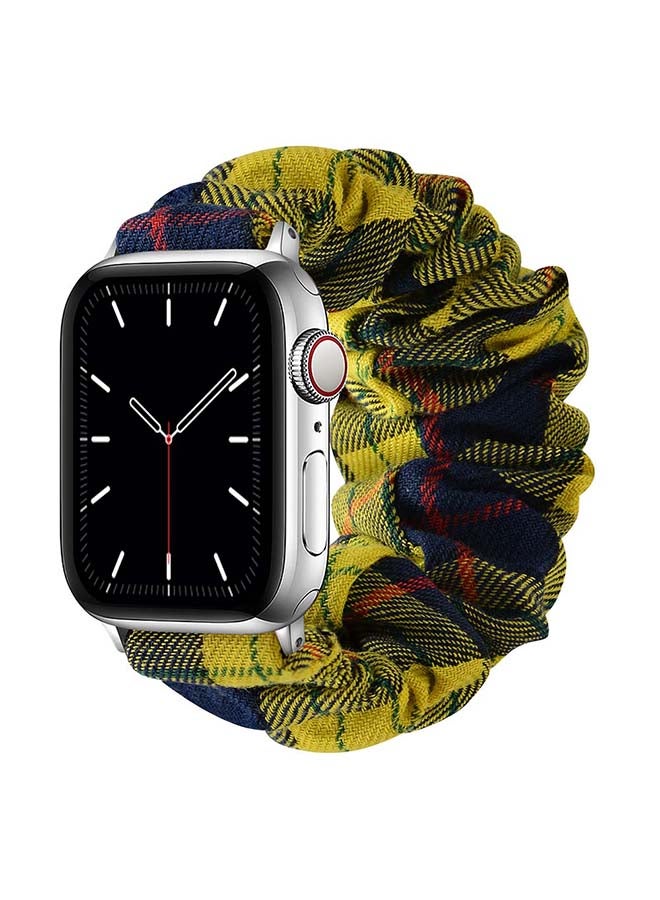 Perfii Flexi Elastic Solo Loop Band For Apple Watch Series 6/SE/5/4/3/2/1 Yellow Check