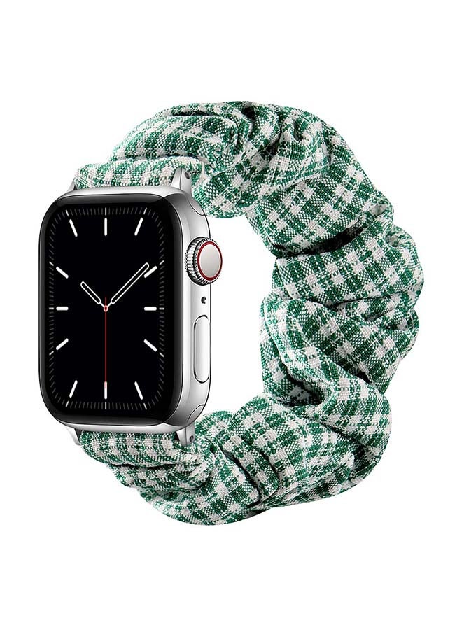 Perfii Flexi Elastic Solo Loop Band For Apple Watch Series 6/SE/5/4/3/2/1 Green Grid  - Image 1