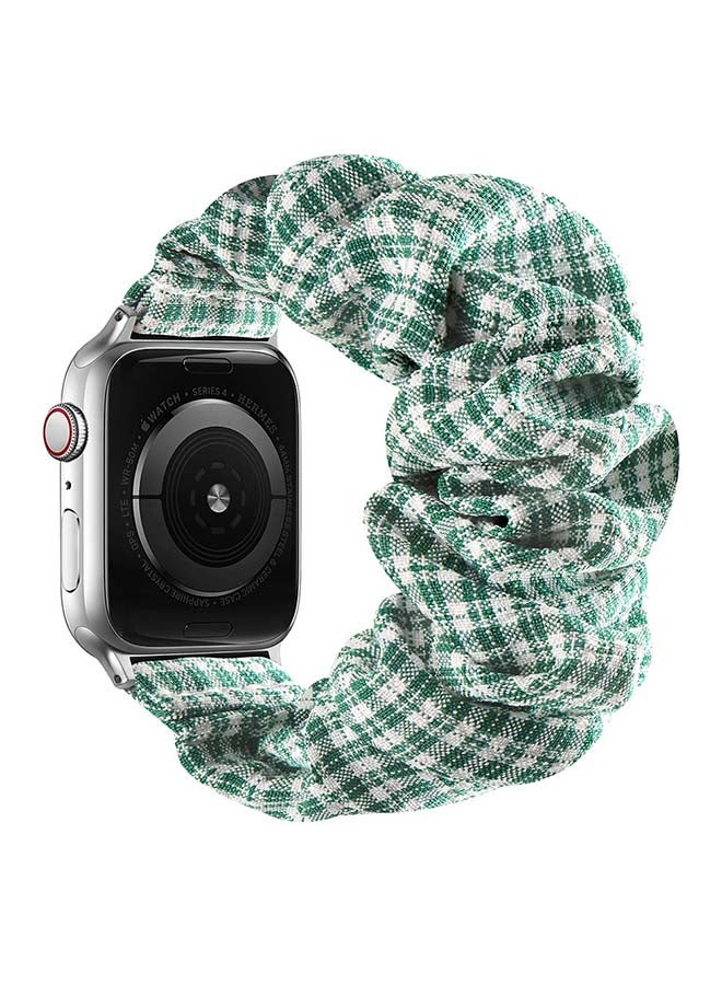 Perfii Flexi Elastic Solo Loop Band For Apple Watch Series 6/SE/5/4/3/2/1 Green Grid  - Image 2