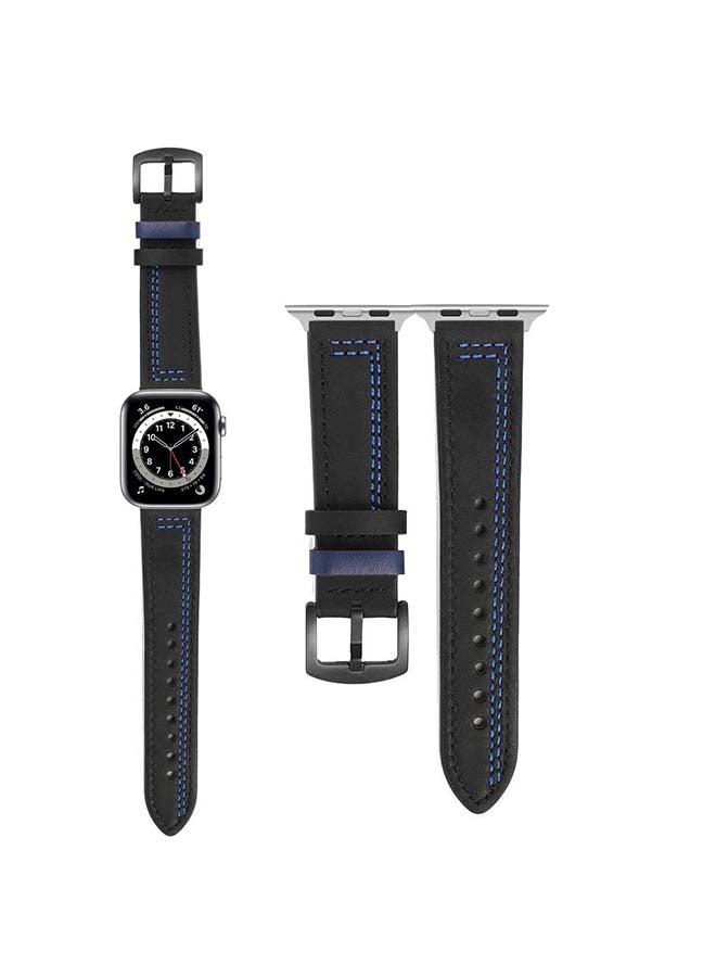 Perfii - Replacement Band For Apple Watch Series 6/SE/5/4/3/2/1 Black/Blue - Image 1