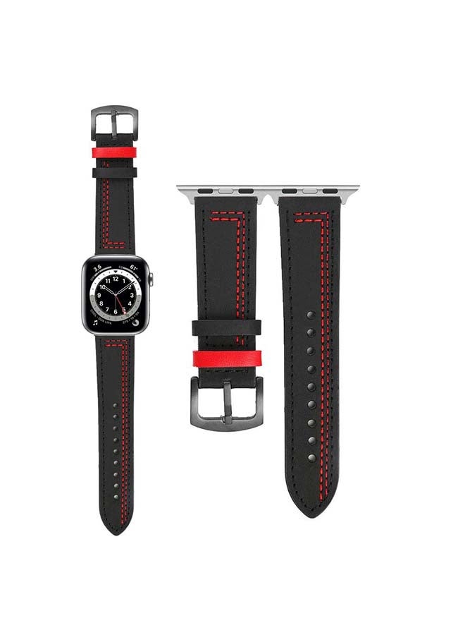 Perfii - Replacement Band For Apple Watch Series 6/SE/5/4/3/2/1 Black/Red - Image 1