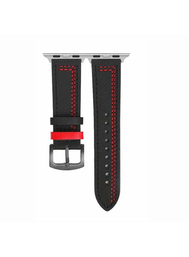 Perfii - Replacement Band For Apple Watch Series 6/SE/5/4/3/2/1 Black/Red - Image 1