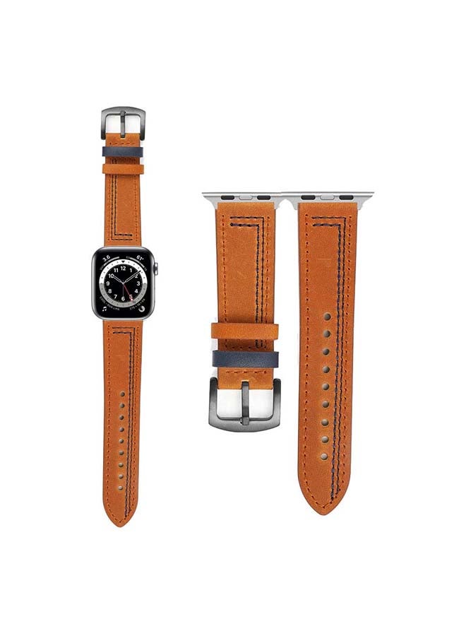 Perfii - Replacement Band For Apple Watch Series 6/SE/5/4/3/2/1 Brown - Image 1