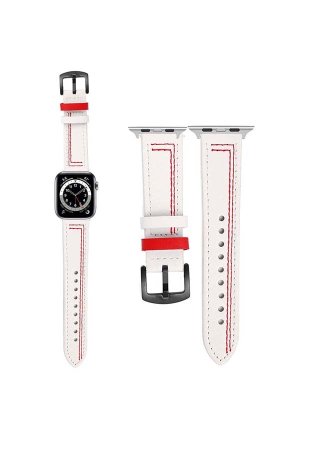 Perfii - Replacement Band For Apple Watch Series 6/SE/5/4/3/2/1 White/Red - Image 1