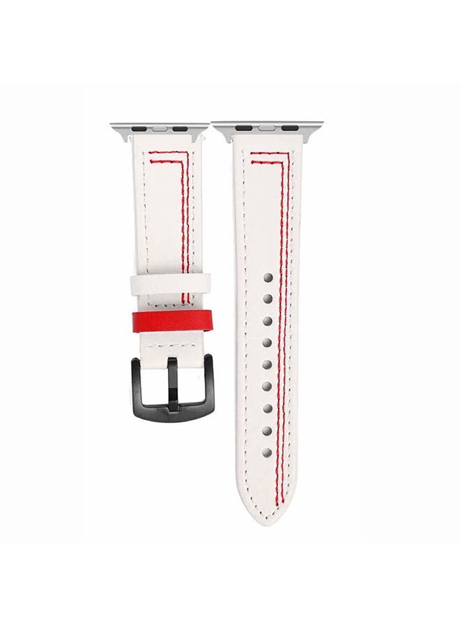 Perfii - Replacement Band For Apple Watch Series 6/SE/5/4/3/2/1 White/Red - Image 1