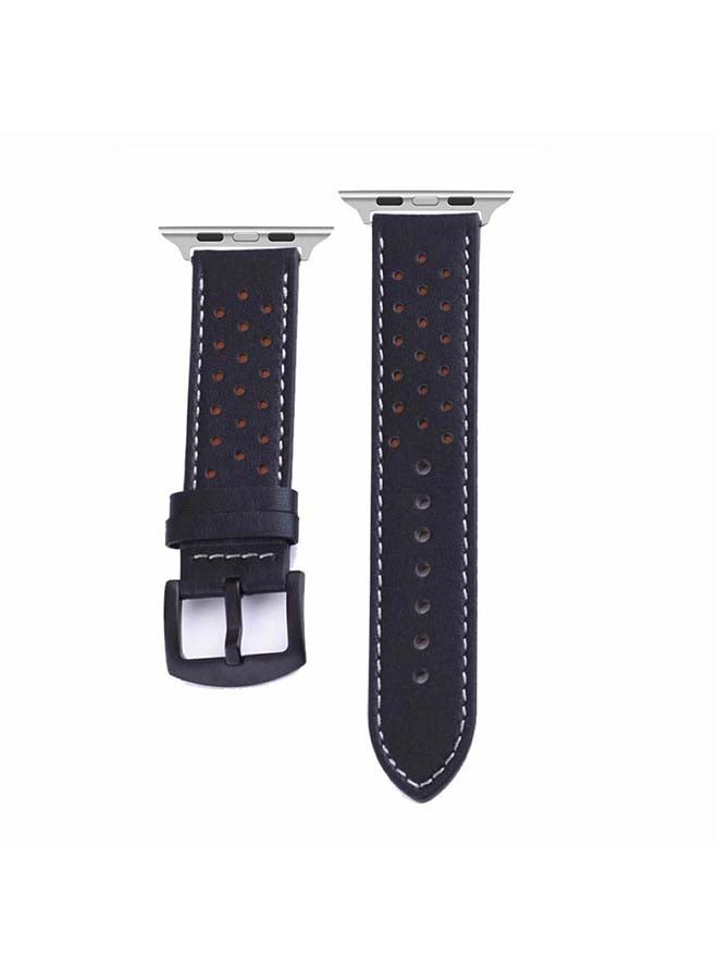 Perfii - Replacement Band For Apple Watch Series 6/SE/5/4/3/2/1 Black/Brown - Image 1