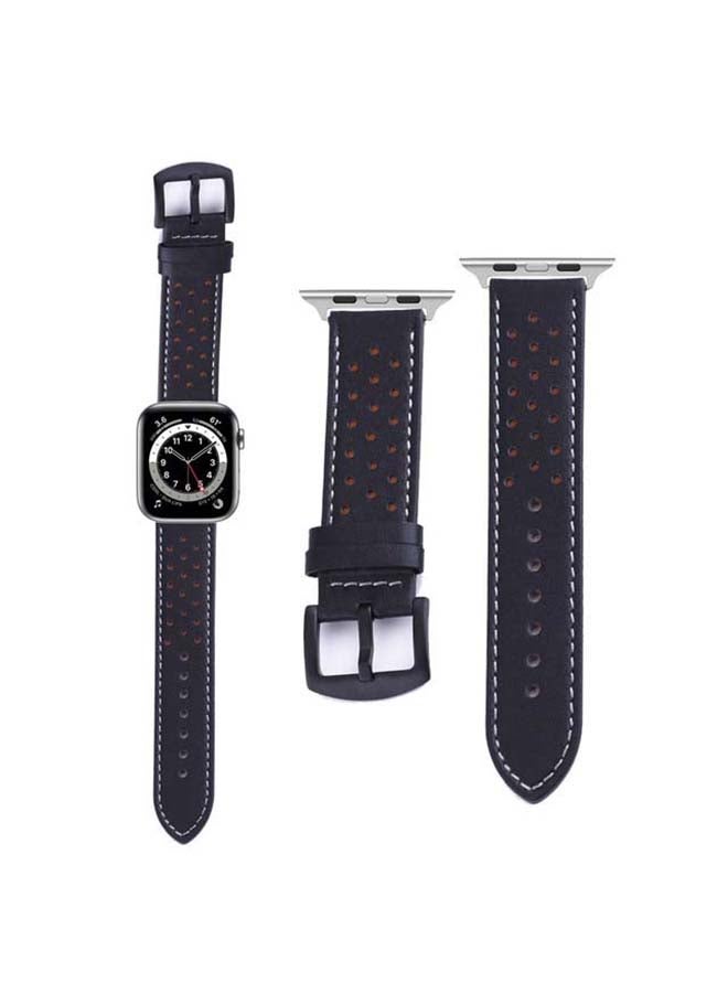 Perfii - Replacement Band For Apple Watch Series 6/SE/5/4/3/2/1 Black/Brown - Image 1