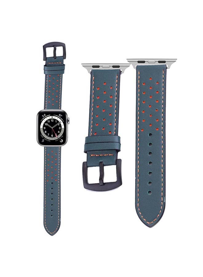Perfii - Replacement Dot Leather Band for Apple Watch Series 6/SE/5/4/3/2/1 44/42mm Green - Image 1