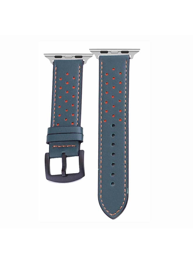 Perfii - Replacement Dot Leather Band for Apple Watch Series 6/SE/5/4/3/2/1 44/42mm Green - Image 1