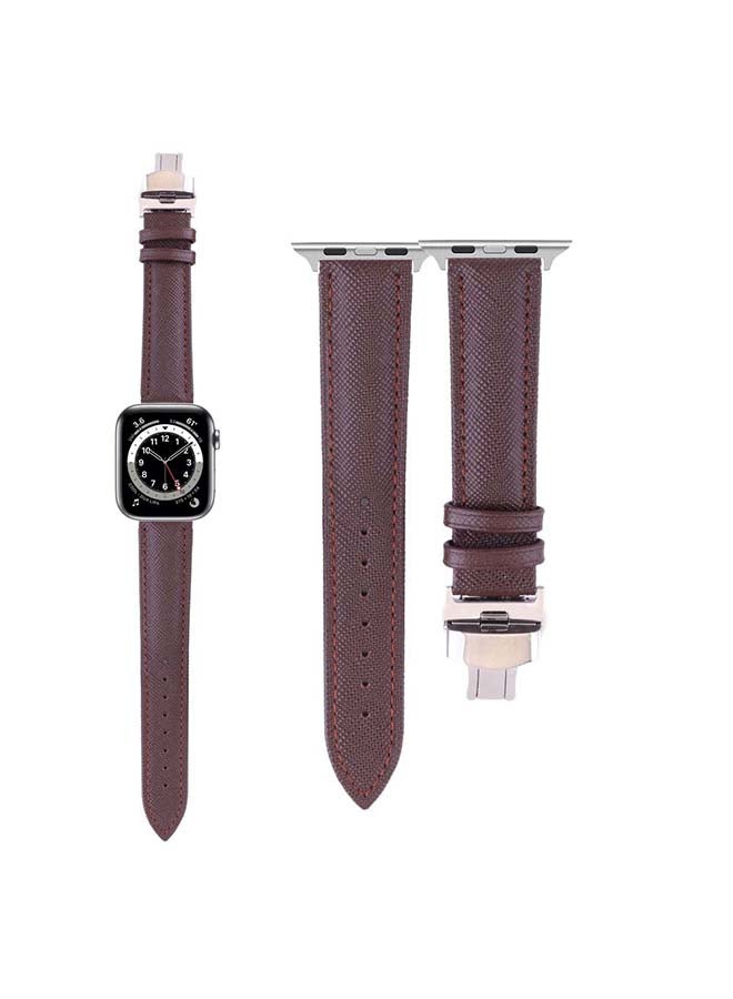 Perfii - Replacement Band For Apple Watch Series 6/SE/5/4/3/2/1 Brown - Image 1
