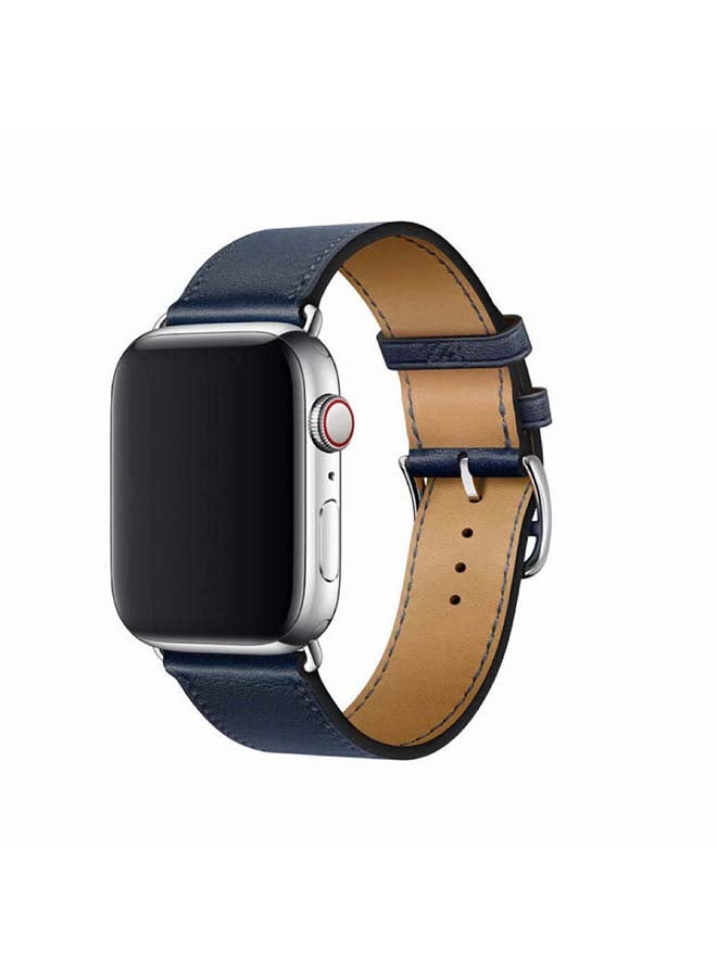 Perfii - Supreme Genuine Leather Replacement Band for Apple Watch Series 6/SE/5/4/3/2/1 40/38mm Blue - Image 1