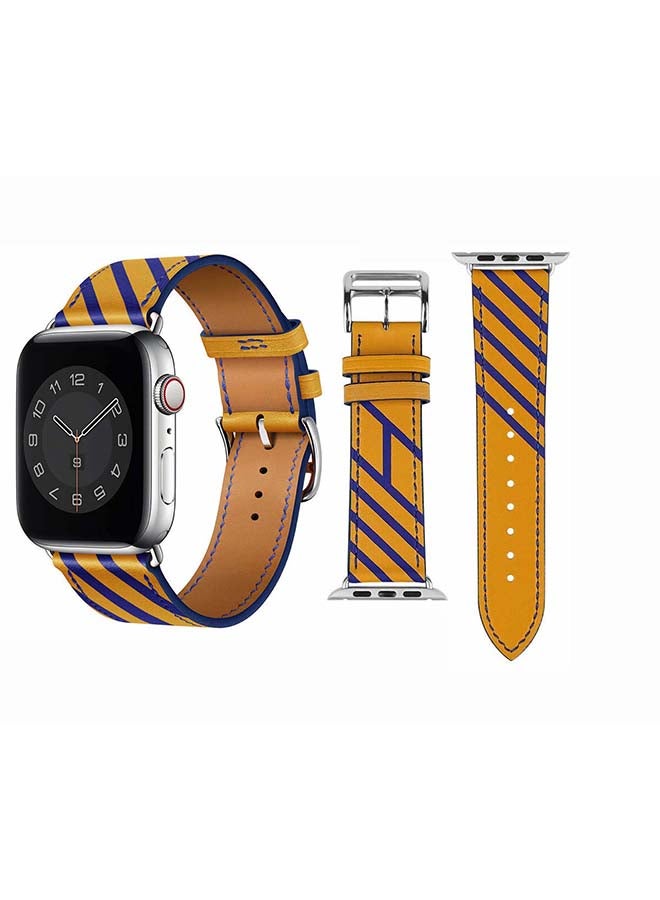 Perfii - Supreme Genuine Leather Replacement Band for Apple Watch Series 6/SE/5/4/3/2/1 40/38mm Yellow - Image 1