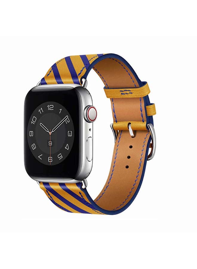 Perfii - Supreme Genuine Leather Replacement Band for Apple Watch Series 6/SE/5/4/3/2/1 40/38mm Yellow - Image 1