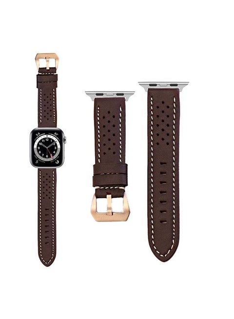 Vent Genuine Leather Replacement Band for Apple Watch Series 6/SE/5/4/3/2/1 40/38mm Brown