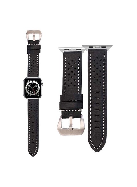 Vent Genuine Leather Replacement Band for Apple Watch Series 6/SE/5/4/3/2/1 40/38mm Black