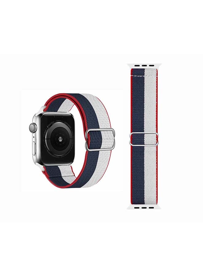 Perfii - Flag Adjustable Braided Solo Band for Apple Watch Series 6/SE/5/4/3/2/1 40/38mm White/Blue - Image 1