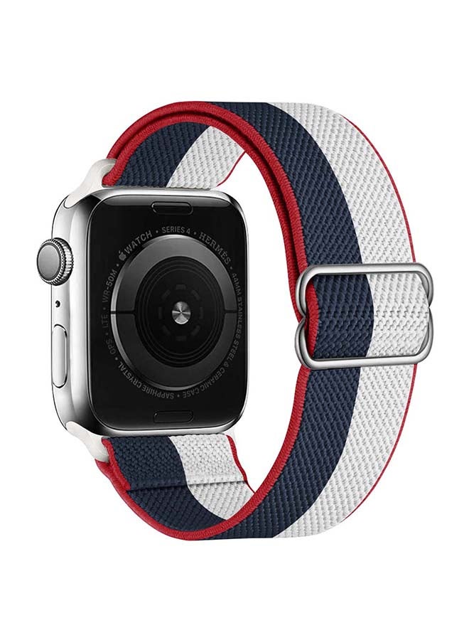 Perfii - Flag Adjustable Braided Solo Band for Apple Watch Series 6/SE/5/4/3/2/1 40/38mm White/Blue - Image 1