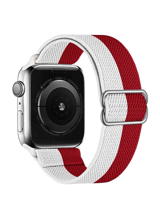 Perfii - Flag Adjustable Braided Solo Band for Apple Watch Series 6/SE/5/4/3/2/1 40/38mm Red/White - Image 1