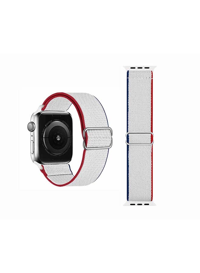 Perfii - Flag Adjustable Braided Solo Band for Apple Watch Series 6/SE/5/4/3/2/1 40/38mm White - Image 1