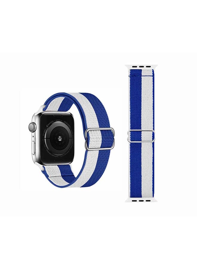 Perfii - Flag Adjustable Braided Solo Band for Apple Watch Series 6/SE/5/4/3/2/1 40/38mm Blue/White - Image 1