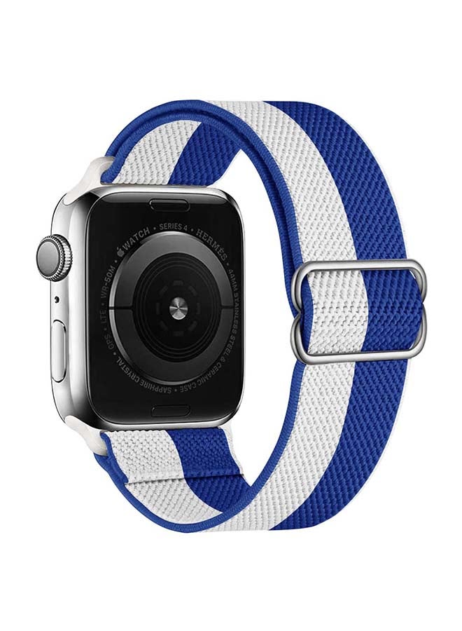Perfii - Flag Adjustable Braided Solo Band for Apple Watch Series 6/SE/5/4/3/2/1 40/38mm Blue/White - Image 1