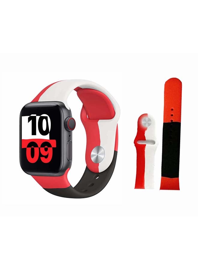 بيرفيي سوار بديل من تريكو لسلسلة ساعات أبل 6/إس إي/1/2/3/4/5 مقاس 38/40 ملم أحمر/ أبيض - Image 1