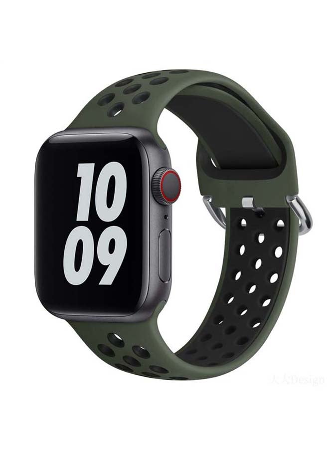 Perfii - Replacement Band For Apple Watch Series 6/SE/5/4/3/2/1 40/38mm Green/Black - Image 1
