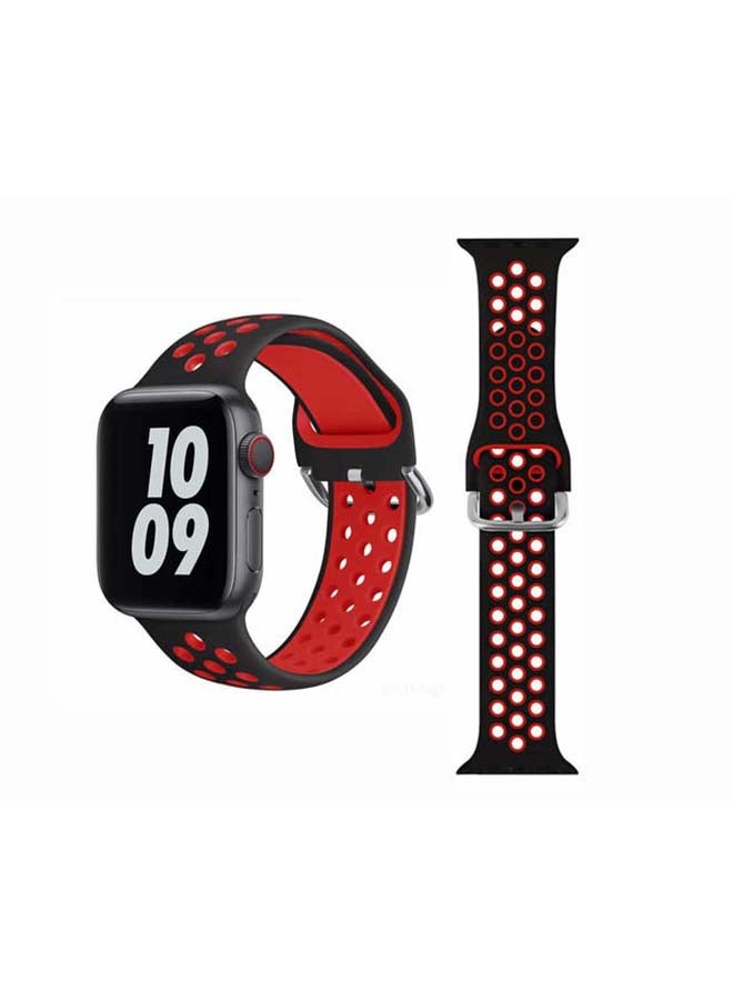 Perfii - Replacement Band For Apple Watch Series 6/SE/5/4/3/2/1 40/38mm Black/Red - Image 1