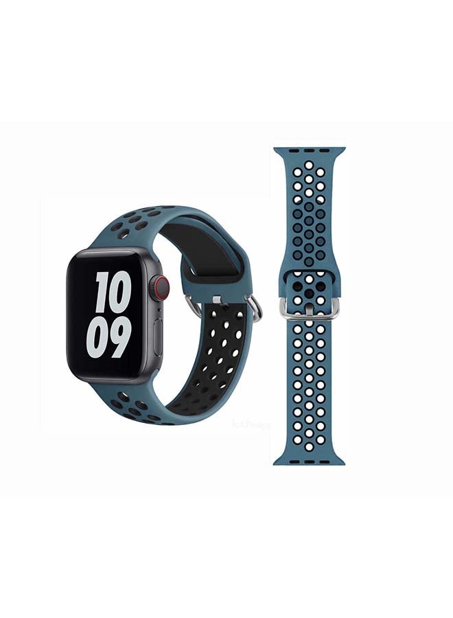 Perfii - Replacement Band For Apple Watch Series 6/SE/5/4/3/2/1 40/38mm Celestial Teal/Black - Image 1